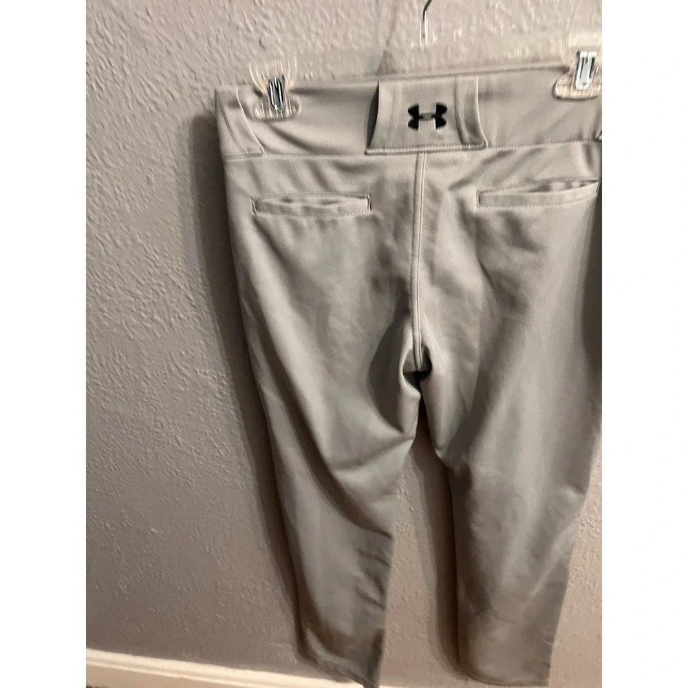 Under Armour gray baseball pants Boys Size YXL Blue Striped Side